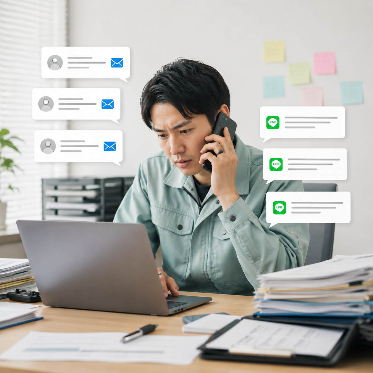 LINEで何往復もやり取りする担当者